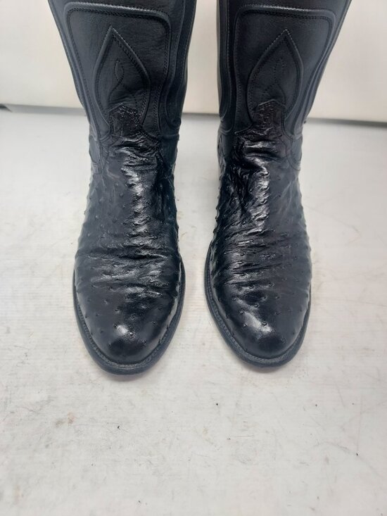 Tecovas MENS Wyatt Midnight Black Ostrich Cowboy Boot